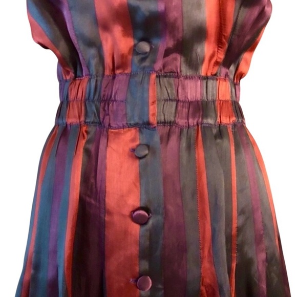 Vintage Y2K Jean Paul Gaultier Italy Striped Button Down Dress, Jewel Tones, S - Picture 4 of 9